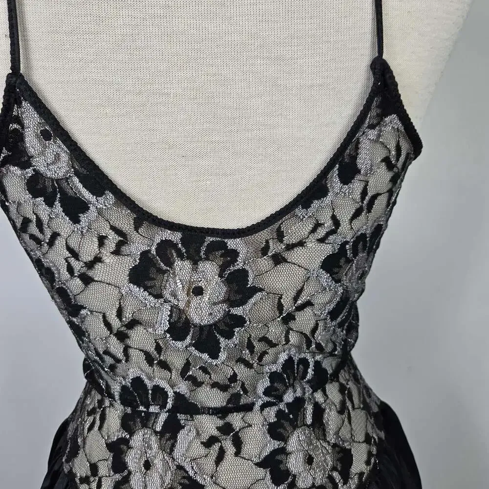 Vintage Undercover Wear Black Lace Teddy Romper Bodysuit Small Lingerie USA